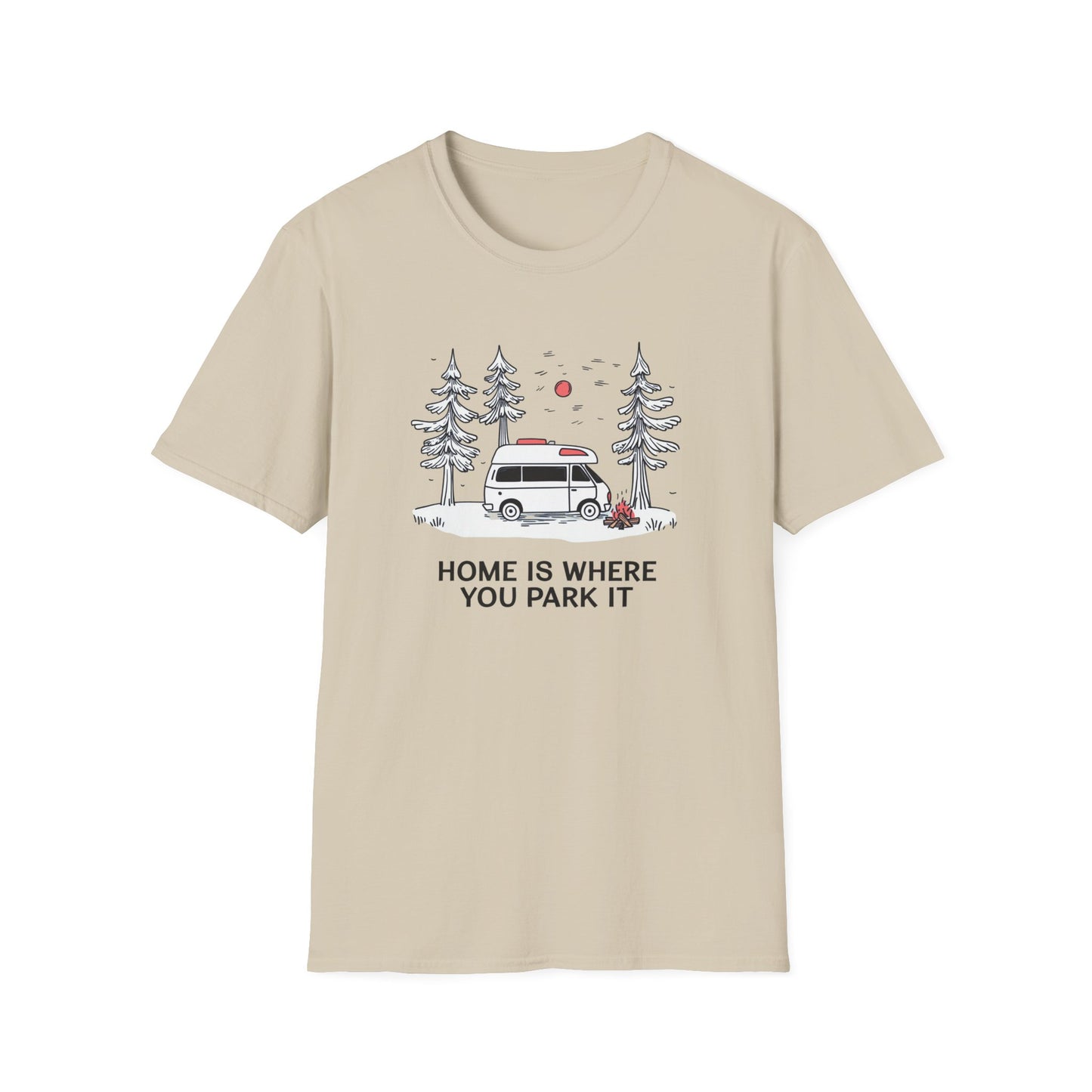 Home Is Where You Park It | Van Life Adventure T-Shirt, Camping Tee, Outdoor Lovers Gift, Road Trip Enthusiast, Minimalist Nature Shirt