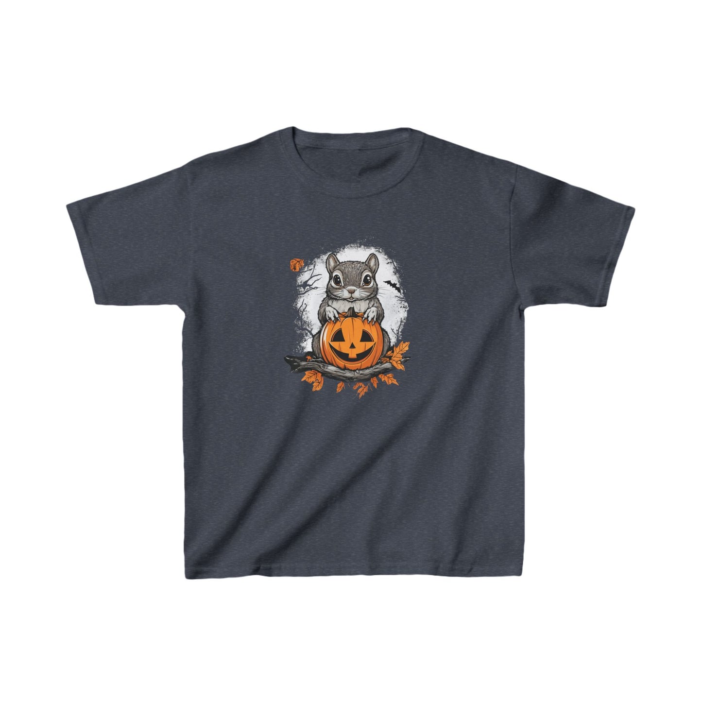 Kids Squirrel Halloween T-Shirt | Cute Autumn Tee with Jack-O'-Lantern | Spooky Fall Costume Shirt | Halloween Holiday Apparel for Kids