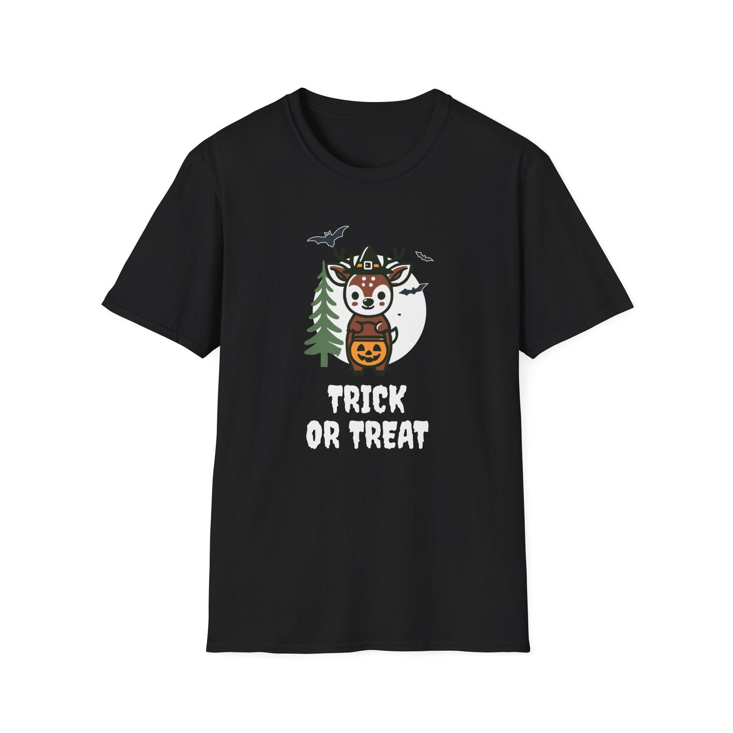 Cute Deer Halloween Trick or Treat T-Shirt | Adorable National Park Animal Illustration Tee | Perfect for Halloween and Nature Lovers