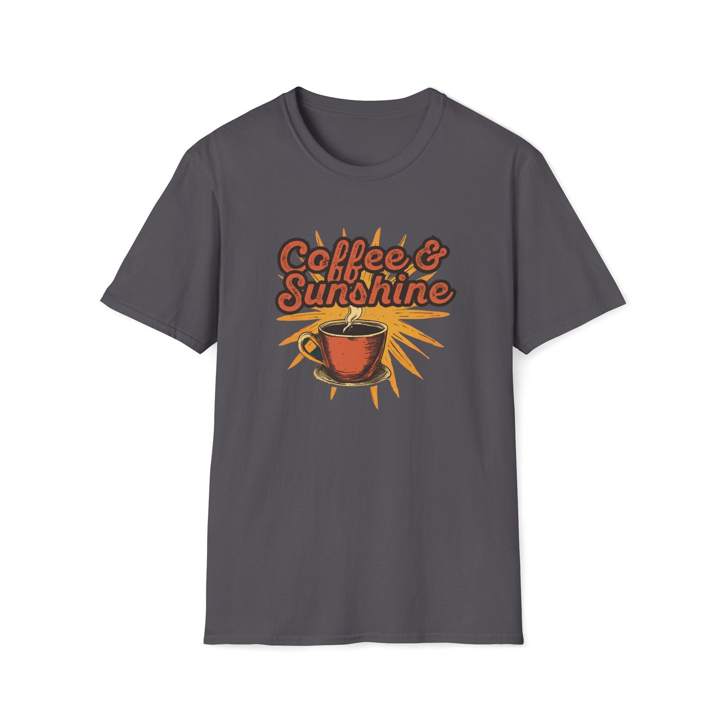 Coffee & Sunshine Retro T-Shirt - Perfect for Coffee Lovers, Autumn Vibes, and outdoor Adventures, Coffee Graphic Tshirt for Women