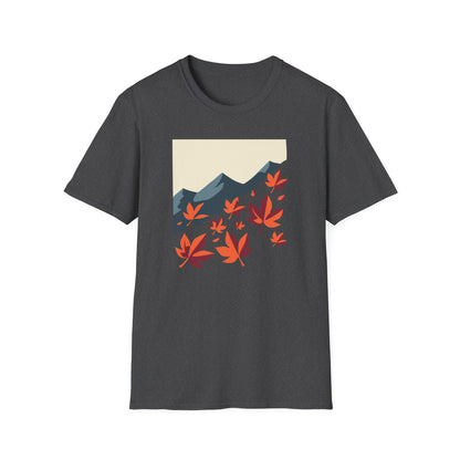 Autumn Leaves and Mountain T-Shirt - Fall Nature Graphic Tee - Perfect Autumn Hike Shirt - Cozy Outdoor Autumn Apparel