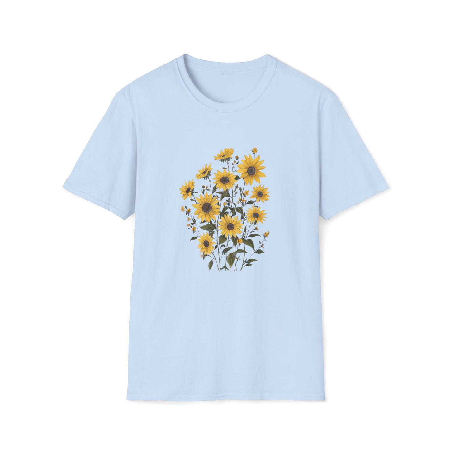 Sunflower Wildflower Graphic T-Shirt - Floral Nature Lovers Tee, Botanical Design Shirt for Women, Botanical Gift