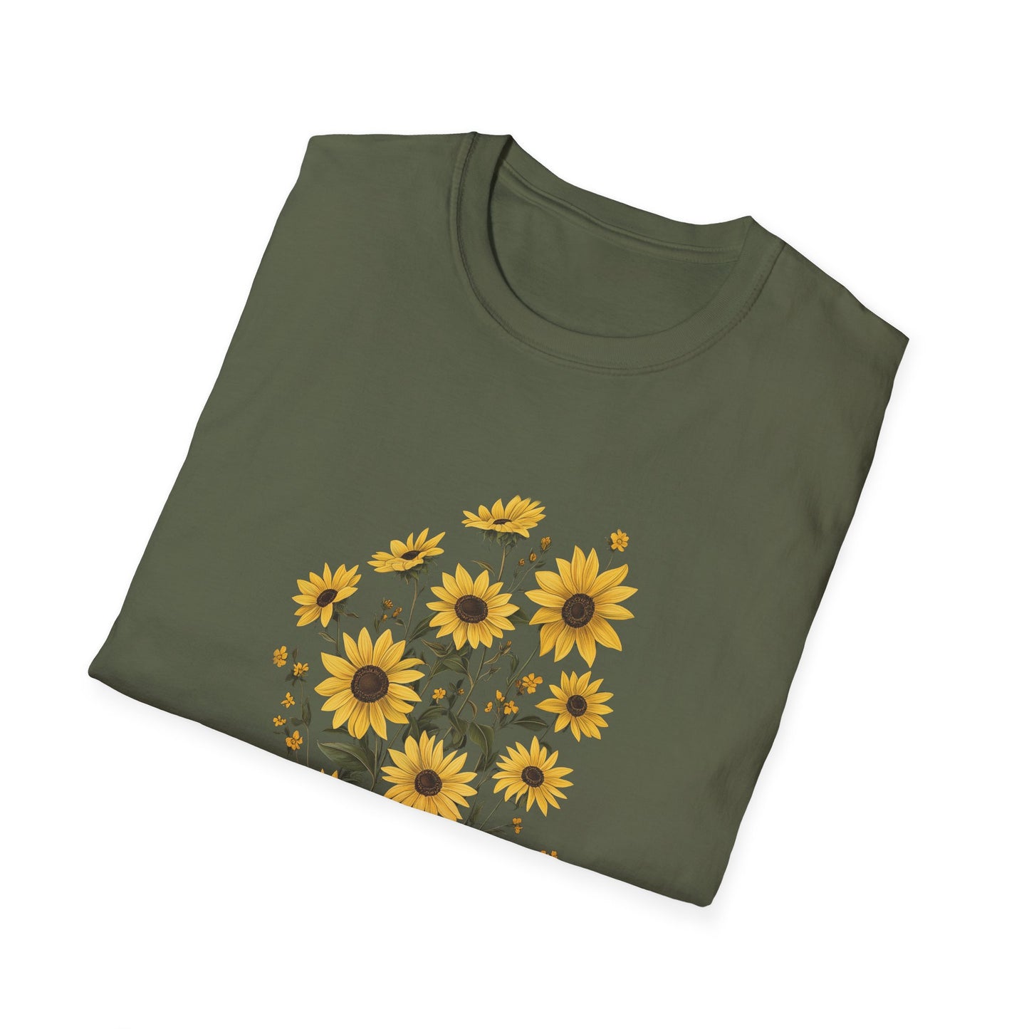 Sunflower Wildflower Graphic T-Shirt - Floral Nature Lovers Tee, Botanical Design Shirt for Women, Botanical Gift