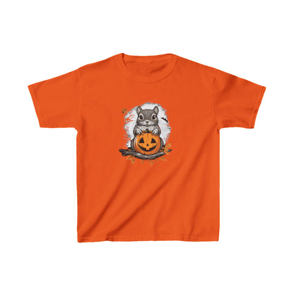 Kids Squirrel Halloween T-Shirt | Cute Autumn Tee with Jack-O'-Lantern | Spooky Fall Costume Shirt | Halloween Holiday Apparel for Kids