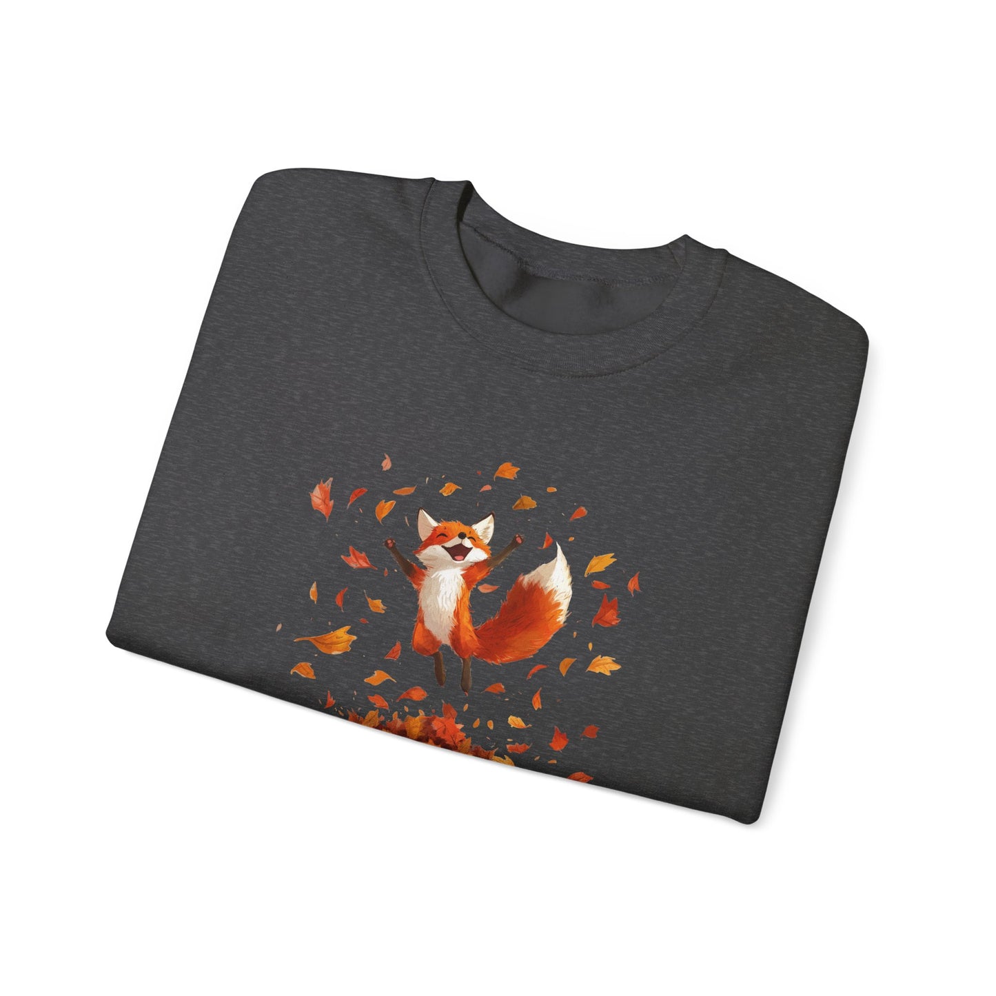 Fox Jumping in Autumn Leaves Sweatshirt | Cozy Fall Sweatshirt | Cute Nature Lover Pullover | Perfect Autumn Gift for Outdoor Enthusiasts