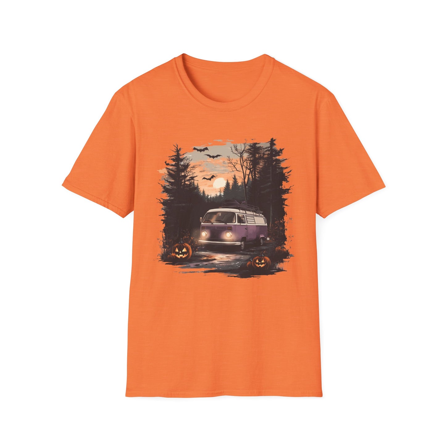 Halloween Van Life T-Shirt | Spooky Camper Van in Haunted Forest | Adventure Gift for Van Life Lovers and Campers