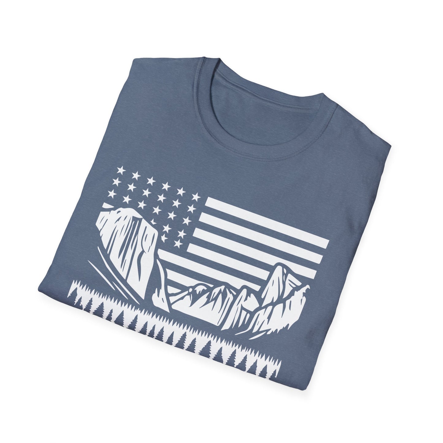 Patriotic Yosemite Mountain T-Shirt - American Flag Outdoor Graphic Tee - Nature Lover's Hiking Shirt - Perfect for 2024 Election Season