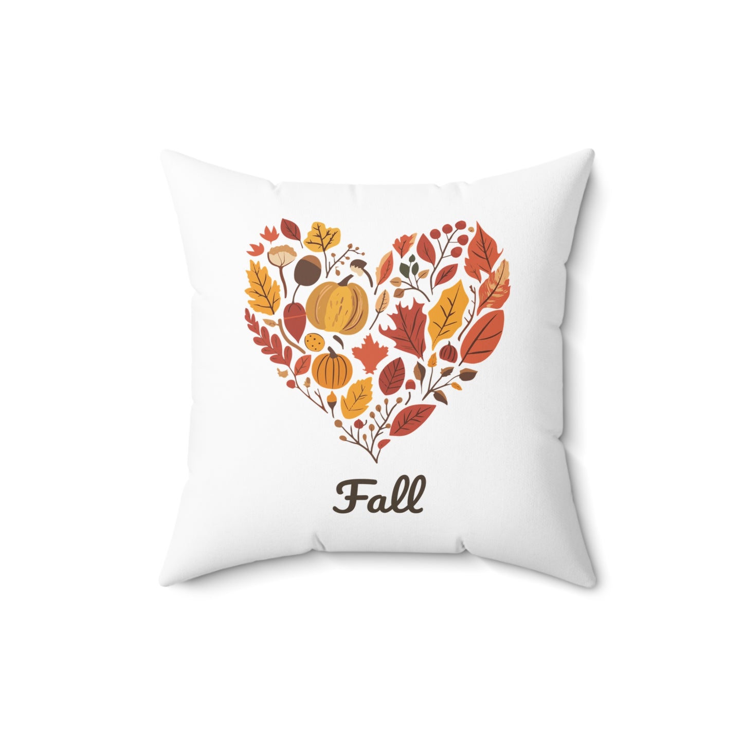 Cozy Heart Fall Throw Pillow | Autumn Decor | Fall Leaves Design | Nature-Inspired Thanksgiving Accent Pillow | Love Fall Home Decor