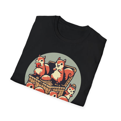 Picnic Plunderers Funny Squirrel T-Shirt - Humorous Animal Graphic Tee for Nature Lovers - Cute Outdoor Apparel for Wildlife Enthusiasts