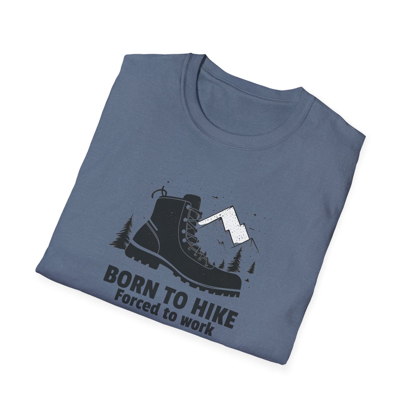 Born to Hike Forced to Work Hiking Shirt, Mountain Adventure Tee for Men Outdoor Enthusiasts, Hiking Boot Graphic T-Shirt for Nature Lovers