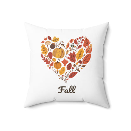 Cozy Heart Fall Throw Pillow | Autumn Decor | Fall Leaves Design | Nature-Inspired Thanksgiving Accent Pillow | Love Fall Home Decor