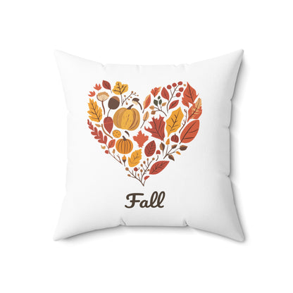 Cozy Heart Fall Throw Pillow | Autumn Decor | Fall Leaves Design | Nature-Inspired Thanksgiving Accent Pillow | Love Fall Home Decor