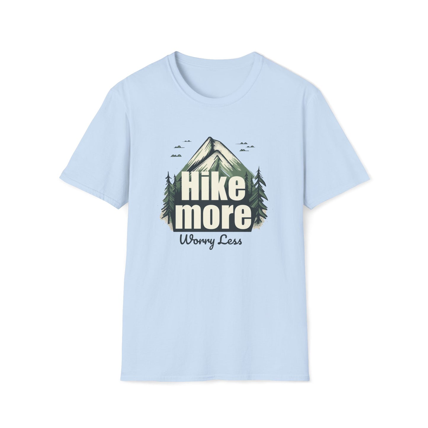 Hike More Worry Less T-Shirt, Outdoor Hiking Graphic Tee, Mountain Lover Gift, Adventure Clothing, Unisex Hiking Apparel