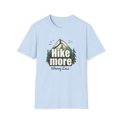 Hike More Worry Less T-Shirt, Outdoor Hiking Graphic Tee, Mountain Lover Gift, Adventure Clothing, Unisex Hiking Apparel