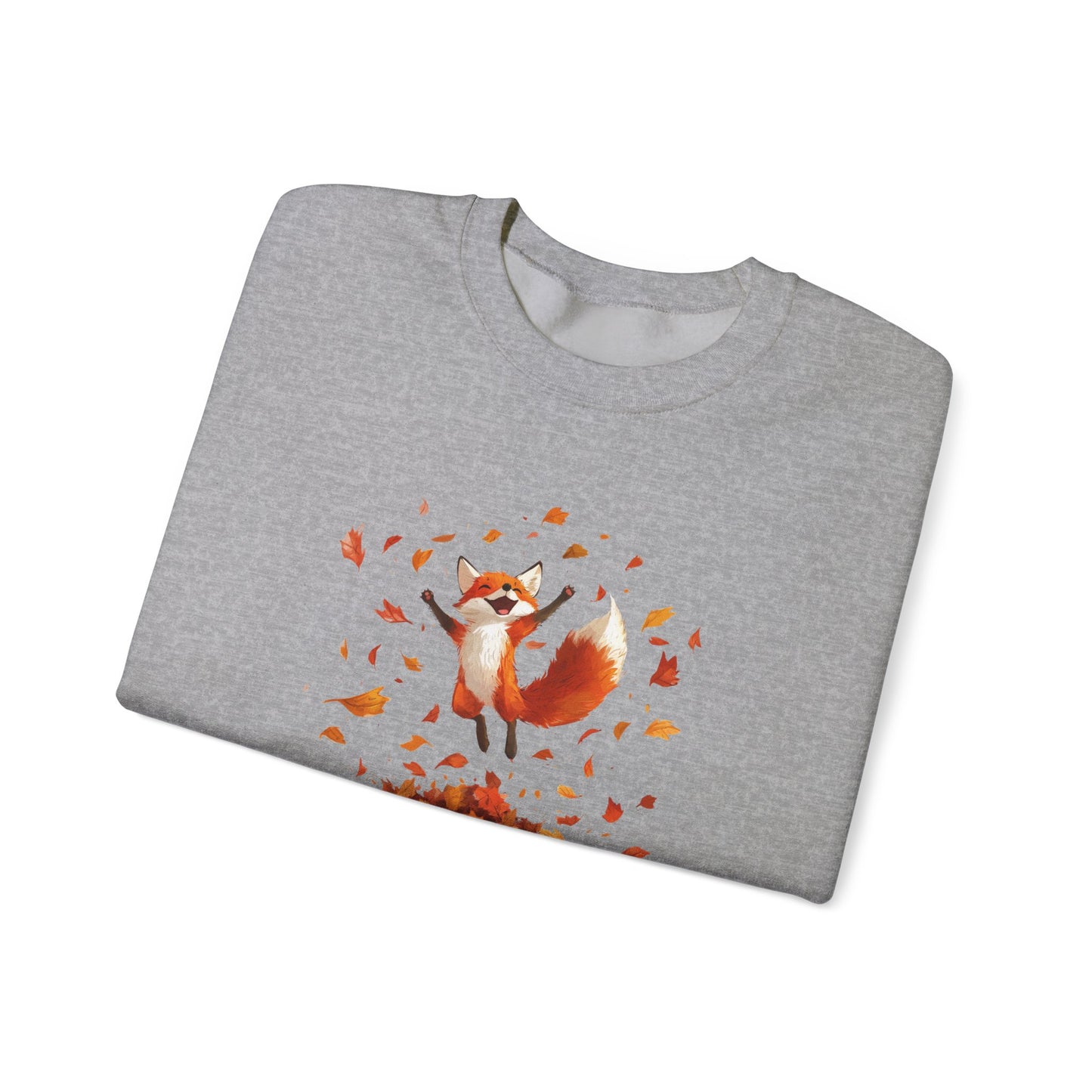 Fox Jumping in Autumn Leaves Sweatshirt | Cozy Fall Sweatshirt | Cute Nature Lover Pullover | Perfect Autumn Gift for Outdoor Enthusiasts