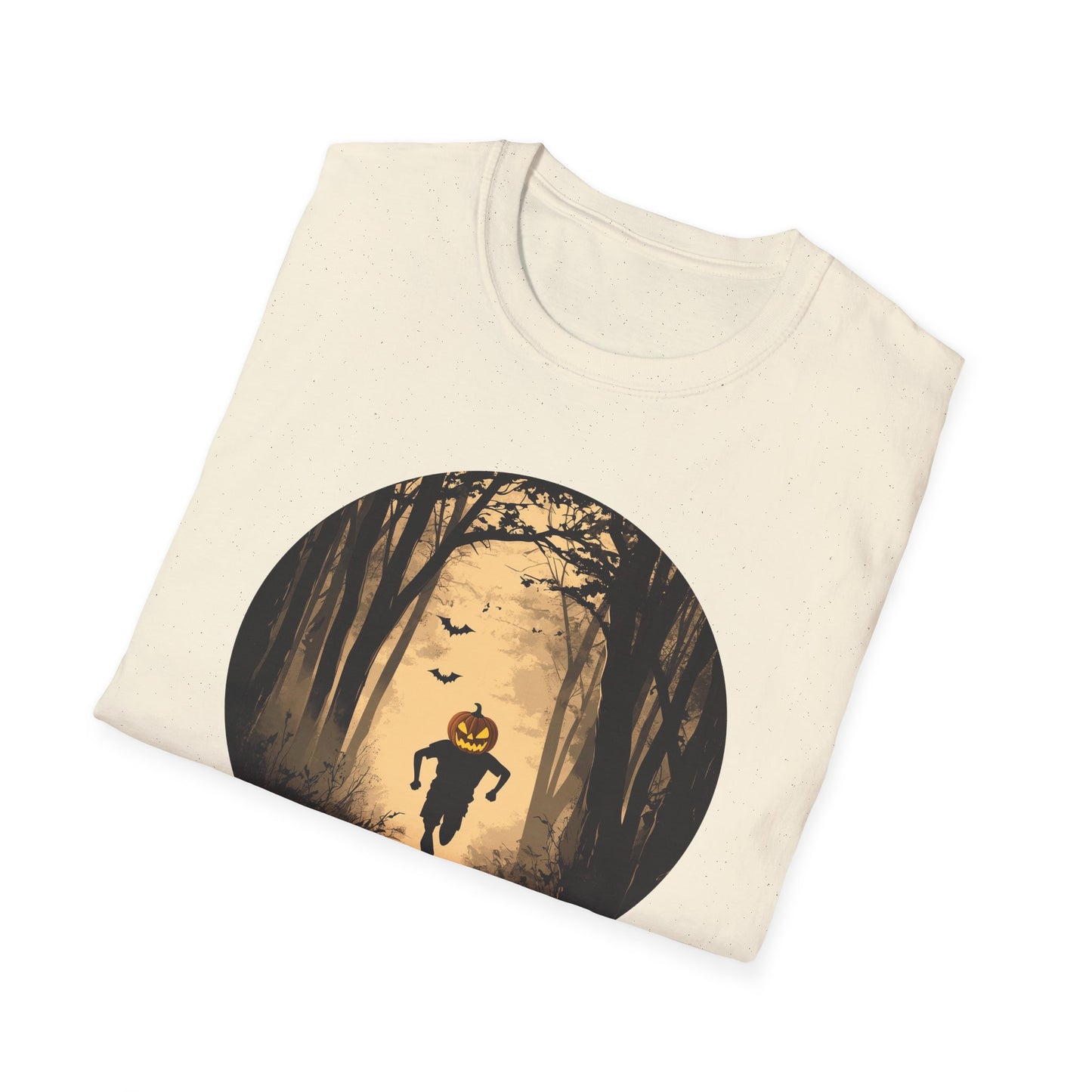 Pumpkin Head Trail Runner T-Shirt - Spooky Forest Running Shirt - Halloween Graphic Tee for Runners & Outdoor Lovers - Fall Running Shirt