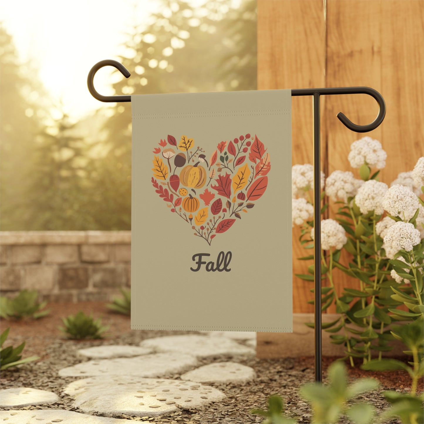 Heart Fall Garden Flag | Cozy Autumn Outdoor Banner | Fall Leaves Yard Decor | Nature-Inspired Fall Flag | Thanksgiving Garden Decoration