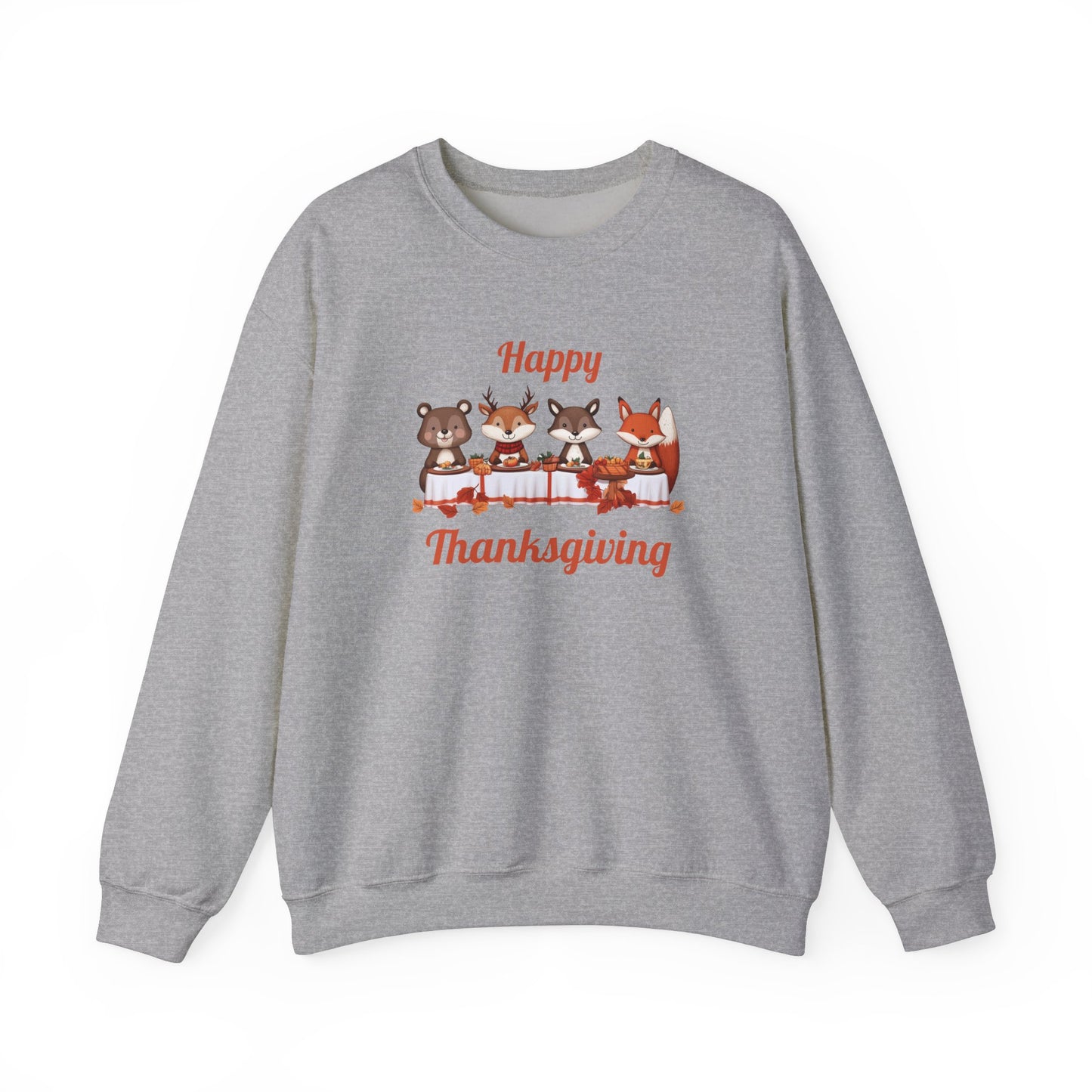 Cute Forest Animals Thanksgiving Sweatshirt - Fall Cozy Crewneck for Animal Lovers | Happy Thanksgiving & Pumpkin Season Shirt