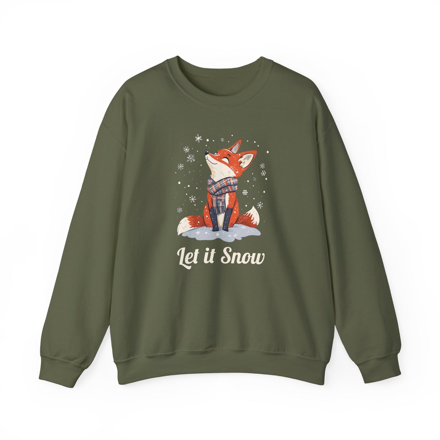 Cozy Winter Fox Sweatshirt | Let it Snow Christmas Sweater, Cute Animal Lover Gift, Wildlife Pullover, Holiday Gift for Fox Lovers