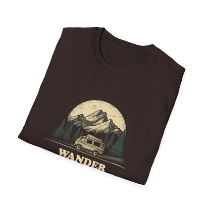 Wander Without Boundaries Van Life T-Shirt | Minimalist Road Trip Graphic Tee Gift for Nomads, Travelers, and Outdoor Lovers, Camping Van