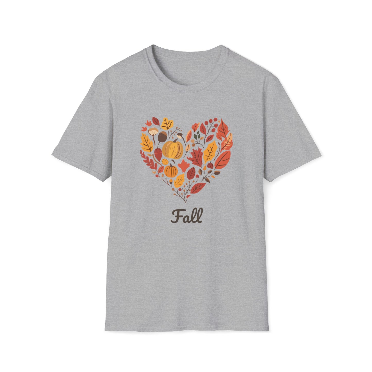 Heart Fall T-Shirt, Cozy Autumn Graphic Tee, Fall Leaves & Pumpkin Shirt, Love Fall Shirt, Thanksgiving Shirt, Nature-Inspired Fall Shirt