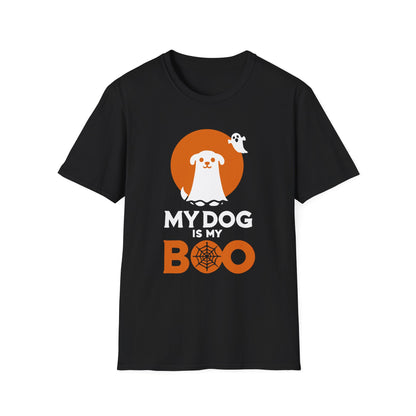 My Dog is My Boo Halloween T-Shirt - Cute Ghost Dog Design - Fun Pet Lover's Tee for Halloween