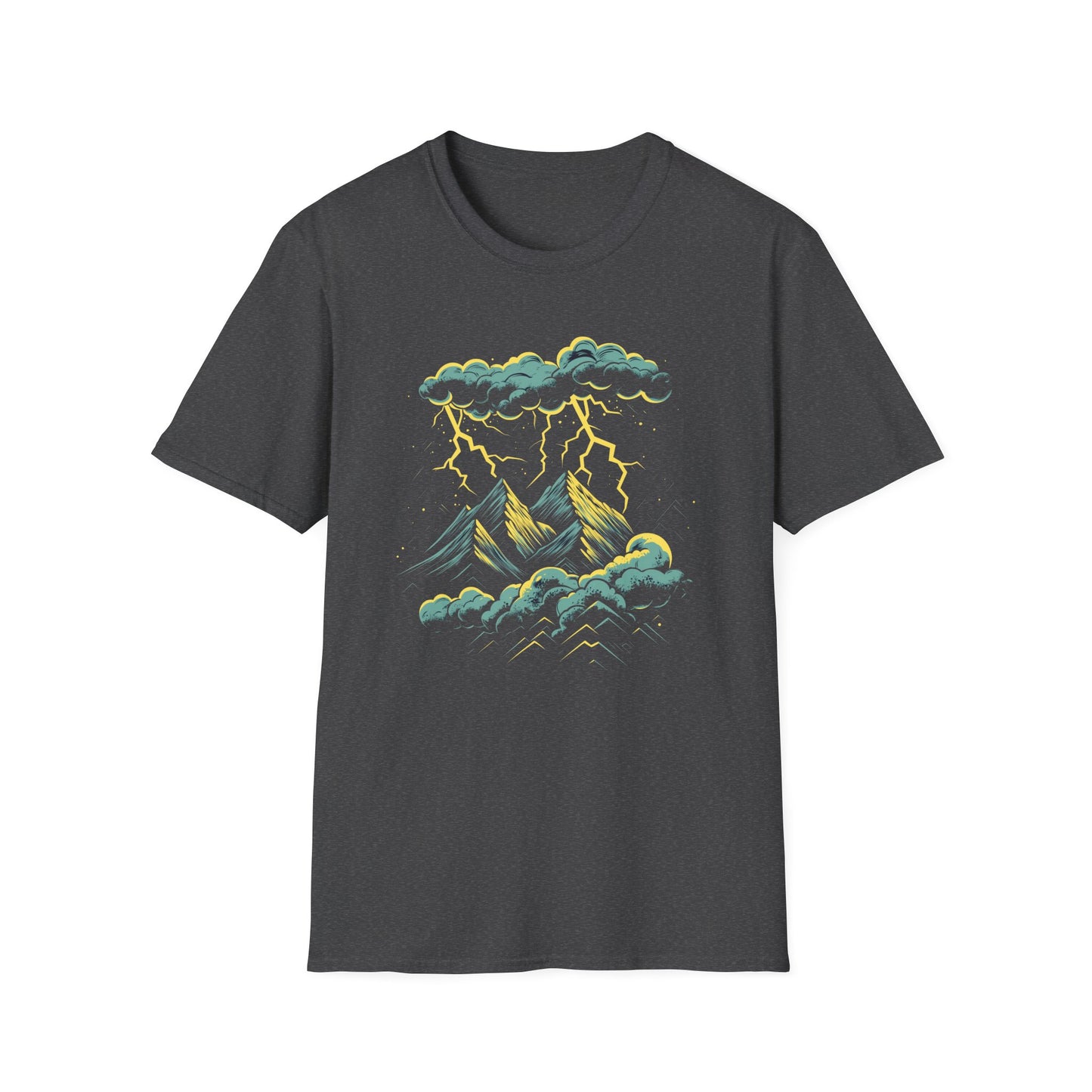 Mountain Storm Unisex T-Shirt, Nature Scene Lightning Graphic Tee, Outdoor Adventure Shirt, Hiking Gift, Nature Lover Top