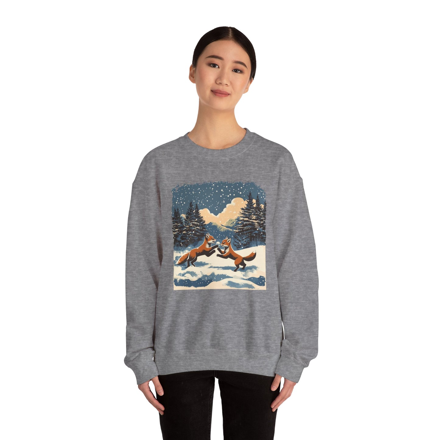 Cozy Winter Fox Sweatshirt | Retro Woodland Wildlife Christmas Sweater, Fox in Snow Pullover, Winter Nature Sweatshirt, Wildlife Animal Gift