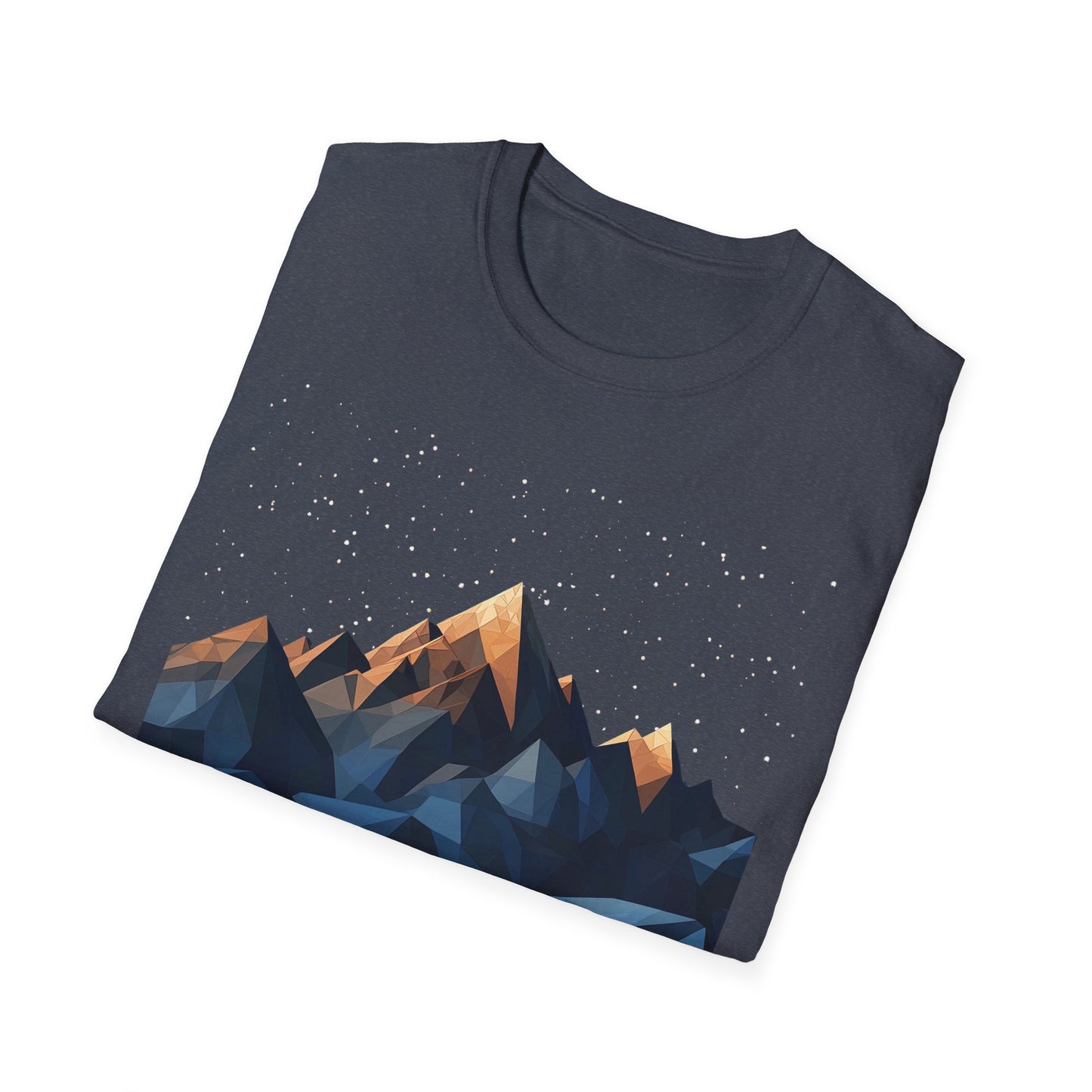 Geometric Mountain Night Sky T-Shirt - Abstract Nature Graphic Tee - Hiking and Adventure Outdoor Apparel - Men's Outdoor Shirt Gift