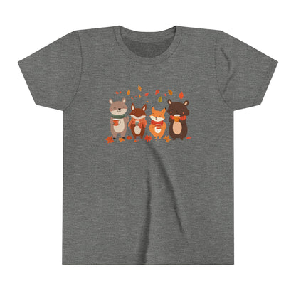 Youth Fall Woodland Animals Shirt | Cute Fox, Bear, Squirrel, Raccoon Design | Cozy Fall Critters | Autumn Outdoor Forest Animals