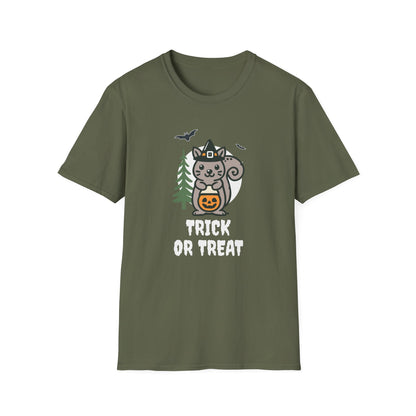 Cute Squirrel Halloween Trick or Treat T-Shirt | Adorable National Park Animal Illustration Tee | Perfect for Halloween and Nature Lovers