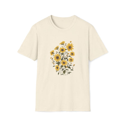 Sunflower Wildflower Graphic T-Shirt - Floral Nature Lovers Tee, Botanical Design Shirt for Women, Botanical Gift