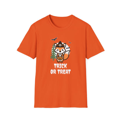 Cute Fox Halloween Trick or Treat T-Shirt | Adorable National Park Animal Illustration Tee | Perfect for Halloween and Nature Lovers