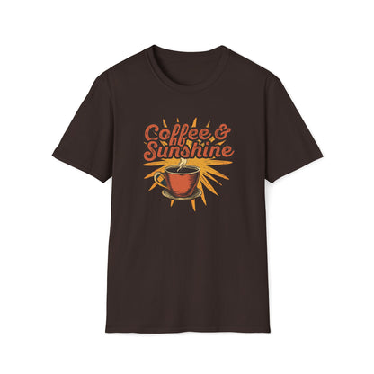 Coffee & Sunshine Retro T-Shirt - Perfect for Coffee Lovers, Autumn Vibes, and outdoor Adventures, Coffee Graphic Tshirt for Women