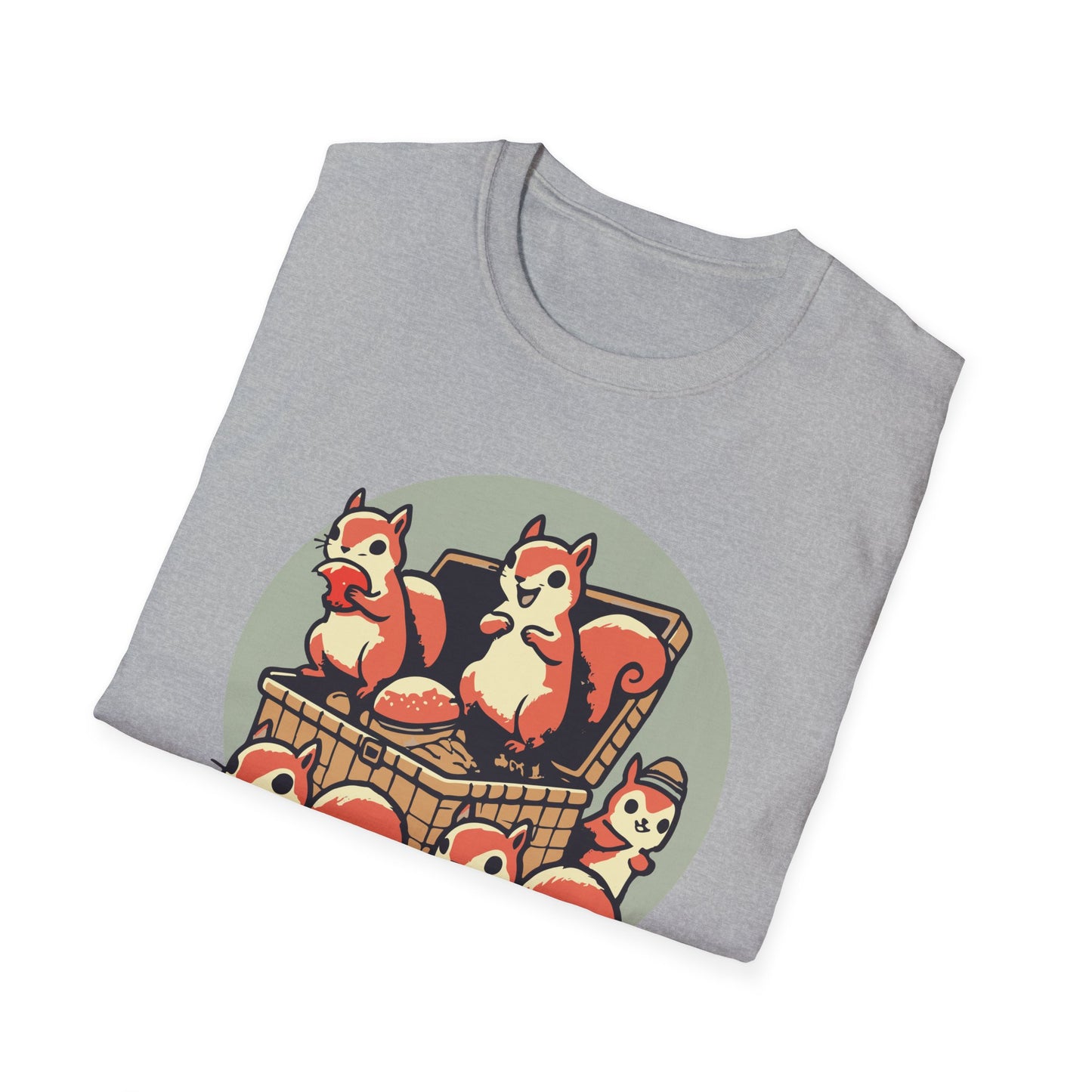 Picnic Plunderers Funny Squirrel T-Shirt - Humorous Animal Graphic Tee for Nature Lovers - Cute Outdoor Apparel for Wildlife Enthusiasts