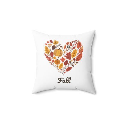 Cozy Heart Fall Throw Pillow | Autumn Decor | Fall Leaves Design | Nature-Inspired Thanksgiving Accent Pillow | Love Fall Home Decor