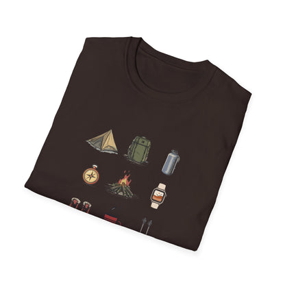 Hiking Essentials T-Shirt | Minimalist Hiking Gear Shirt | Perfect Gift for Hikers and Nature Lovers | Camping Shirt | Unisex Hiking Shirt