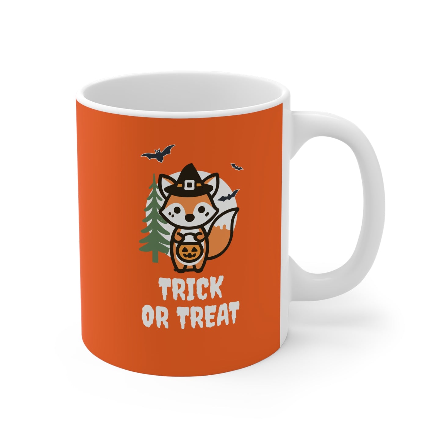 Trick or Treat Fox Halloween Mug - Cute Fox Fall Coffee Mug, Fox Lover Gift, Fox Cartoon, Autumn Vibes Mug for Coffee and Tea Drinkers