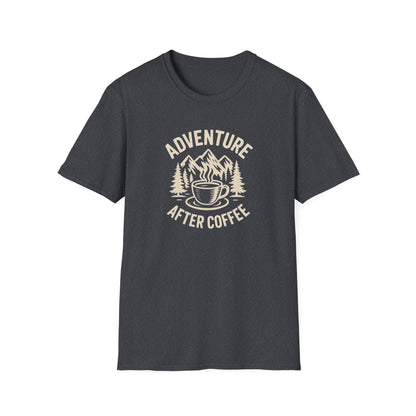 Adventure After Coffee Shirt | Coffee Hiking Tee for Nature Lovers | Minimalist Mountain Graphic T-Shirt | Outdoorsy Gift for Him or Her