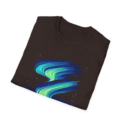 Northern Lights T-Shirt Aurora Borealis Minimalistic Top for Stargazers and Outdoor Enthusiasts, Casual Nature Graphic Tee Gift