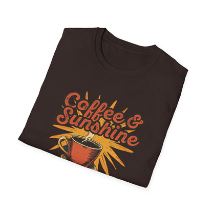 Coffee & Sunshine Retro T-Shirt - Perfect for Coffee Lovers, Autumn Vibes, and outdoor Adventures, Coffee Graphic Tshirt for Women