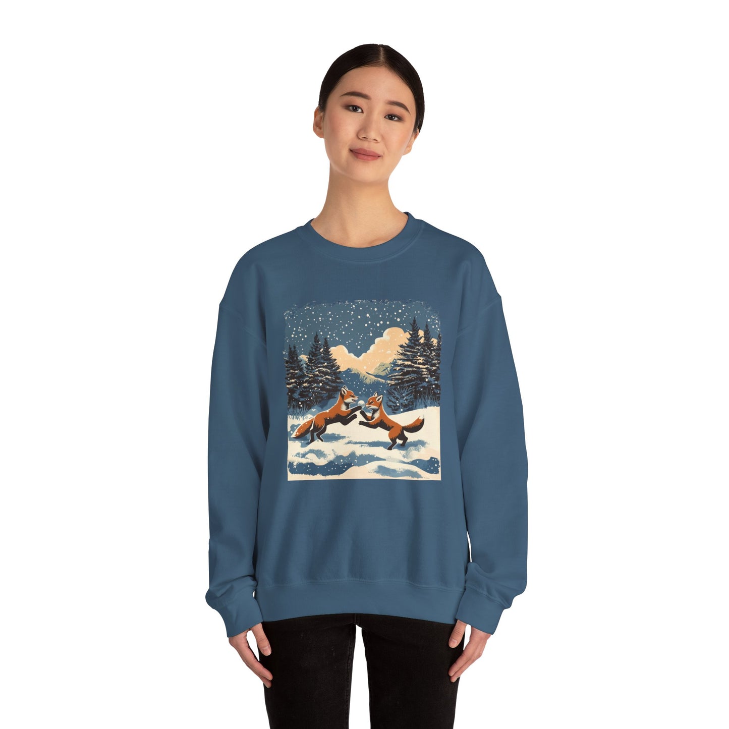 Cozy Winter Fox Sweatshirt | Retro Woodland Wildlife Christmas Sweater, Fox in Snow Pullover, Winter Nature Sweatshirt, Wildlife Animal Gift