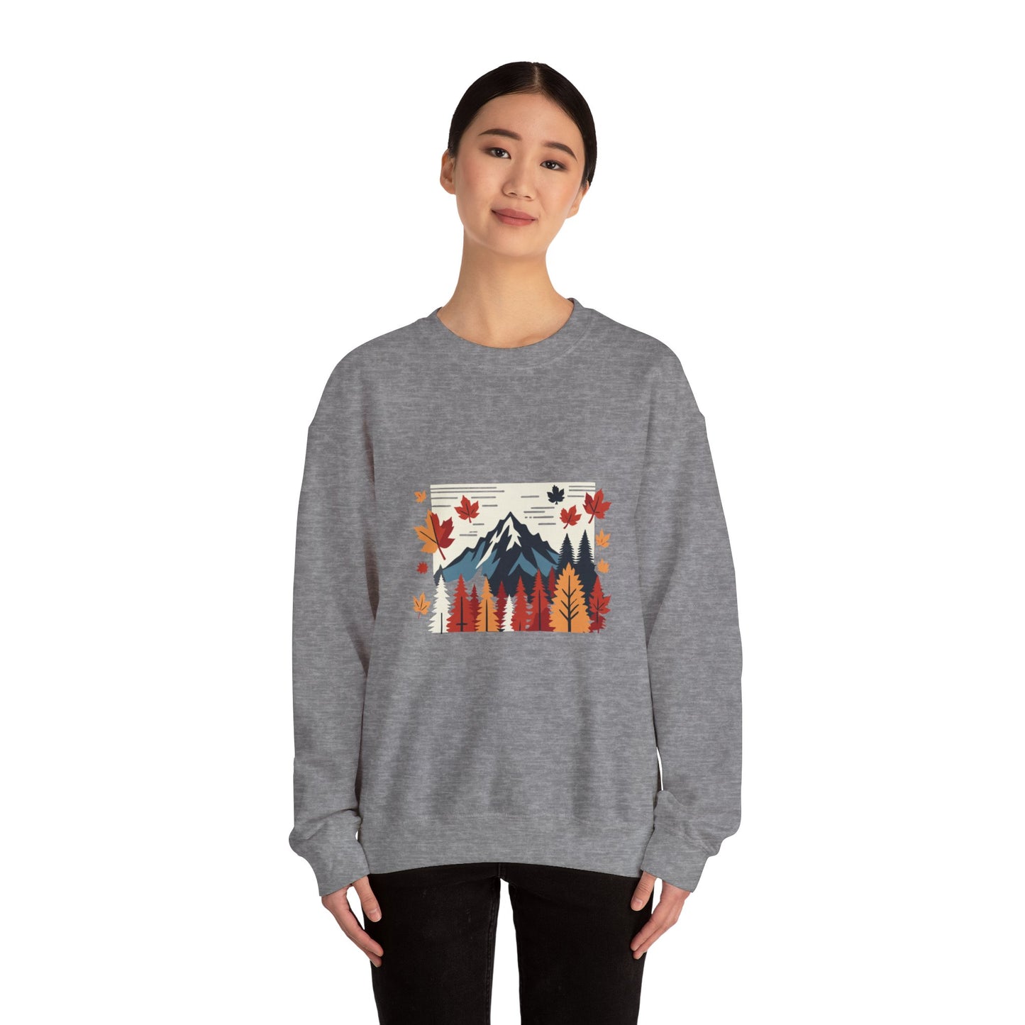 Cozy Mountain Fall Forest Sweatshirt - Unisex Warm Pullover with Nature Print - Perfect Autumn and Winter Sweater, Outdoor Adventure Apparel