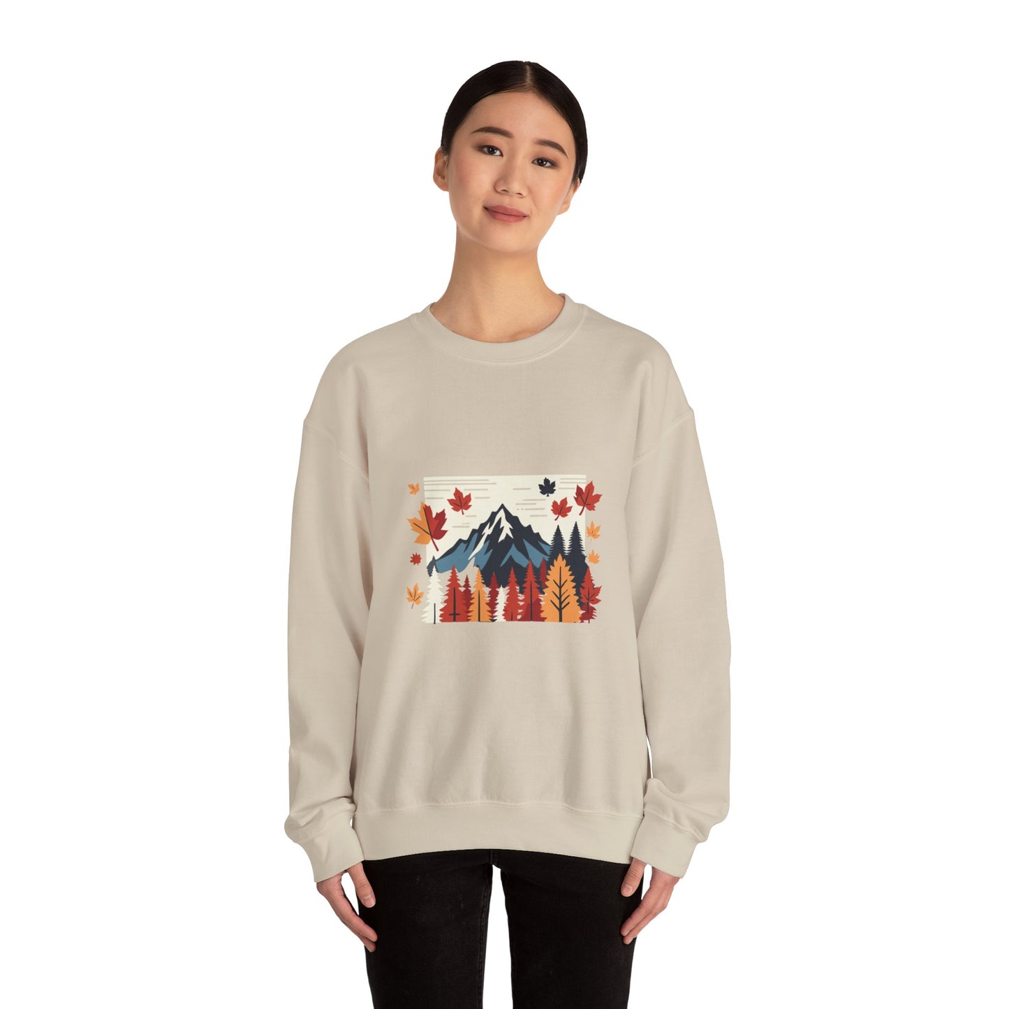 Cozy Mountain Fall Forest Sweatshirt - Unisex Warm Pullover with Nature Print - Perfect Autumn and Winter Sweater, Outdoor Adventure Apparel