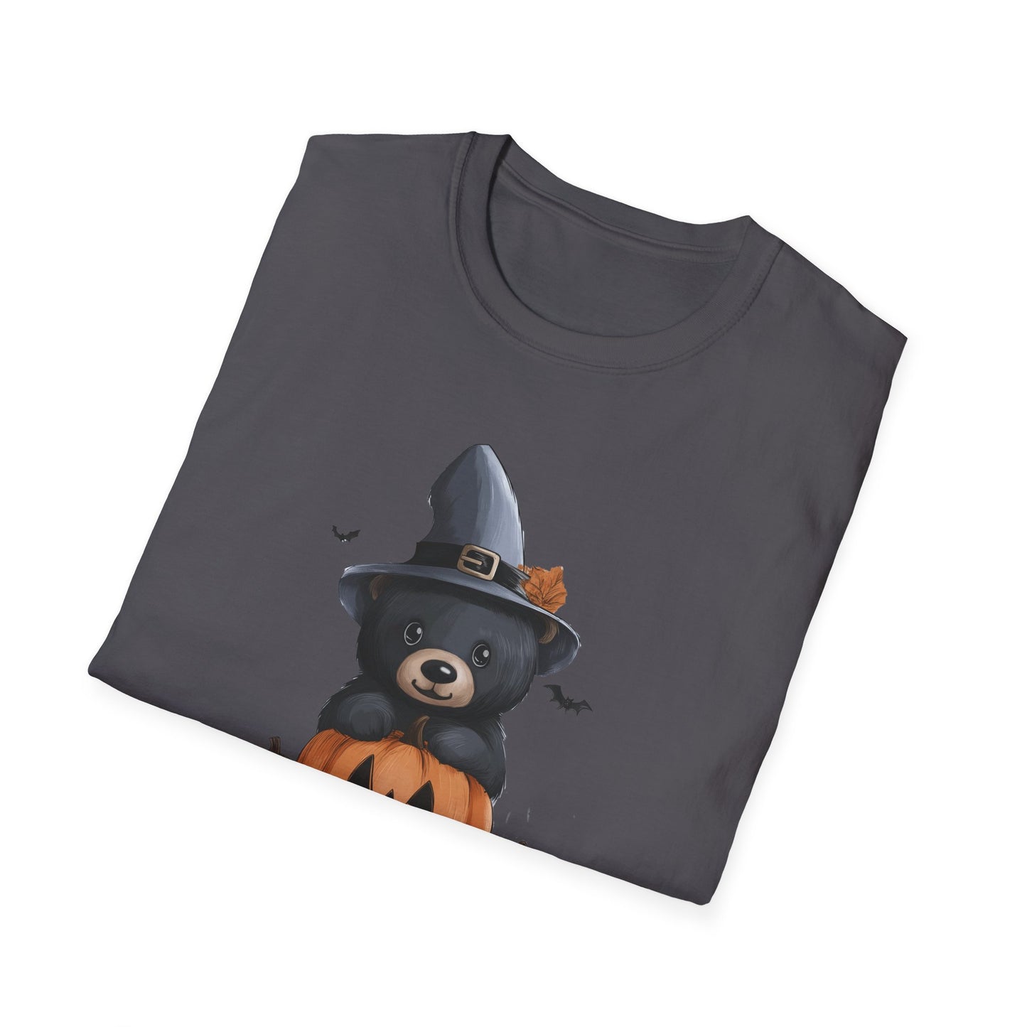 Cute Halloween Bear T-Shirt | Adorable Forest Animal with Pumpkin Design | Witch Bear Halloween Tee