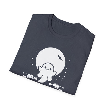 Cute Ghost and Pumpkins Graphic Tee - Happy Halloween T-Shirt -  Festive Halloween Shirt - Spooky Holiday Apparel for Men and Women