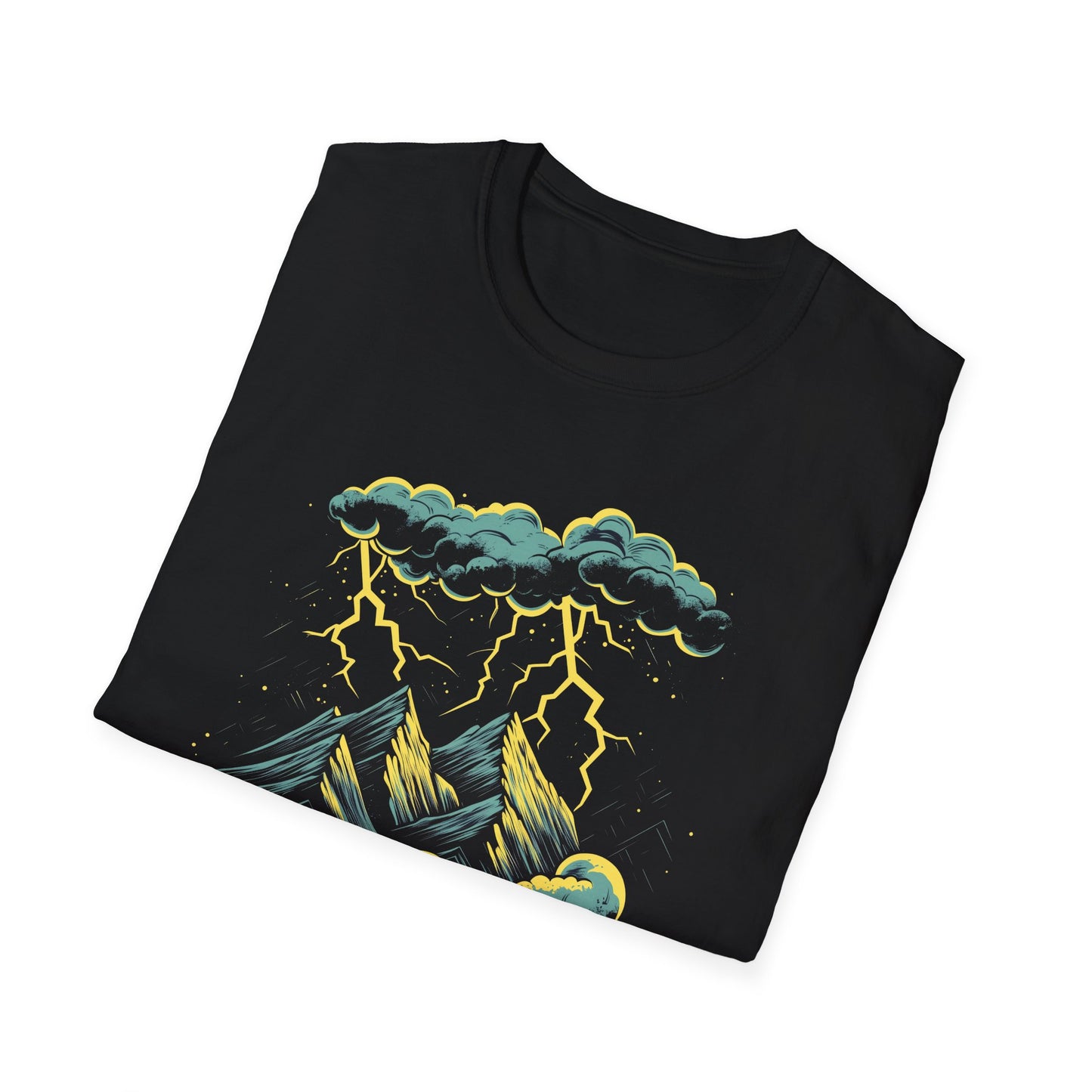 Mountain Storm Unisex T-Shirt, Nature Scene Lightning Graphic Tee, Outdoor Adventure Shirt, Hiking Gift, Nature Lover Top
