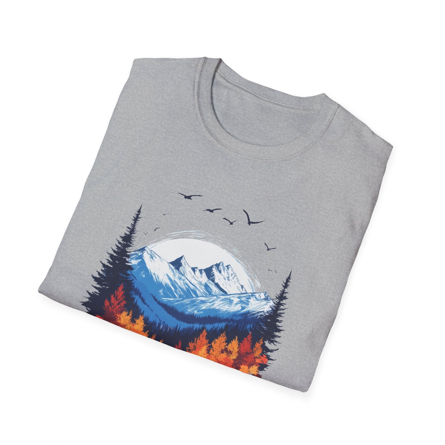 Falling Leaves, Rising Snow T-Shirt, Fall to Winter Transition Tee, Mountain Adventure Shirt, Outdoor Lovers Gift