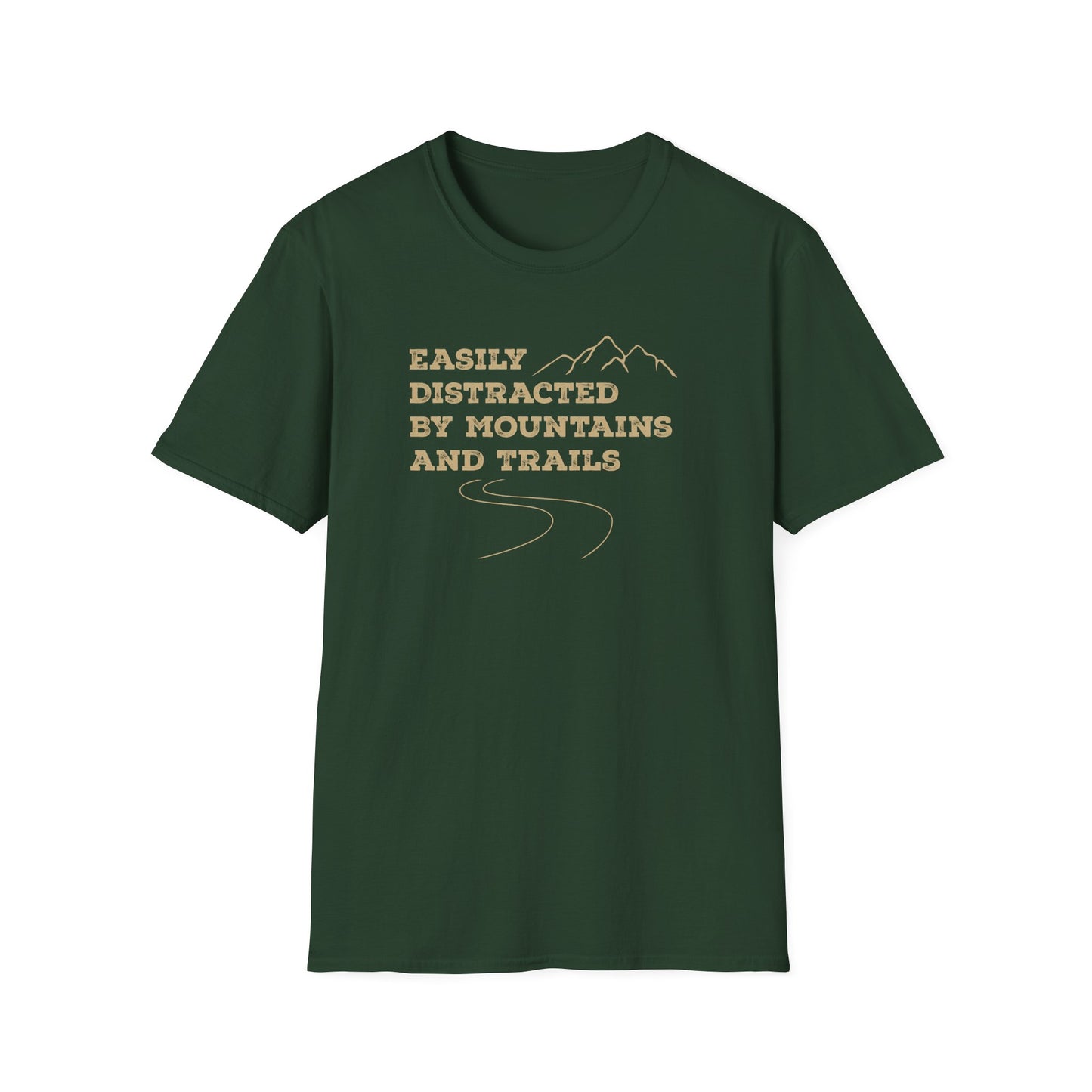 Easily Distracted By Mountains and Trails | Hiking T-Shirt | Outdoor Adventure Tee | Nature Lover's Gift