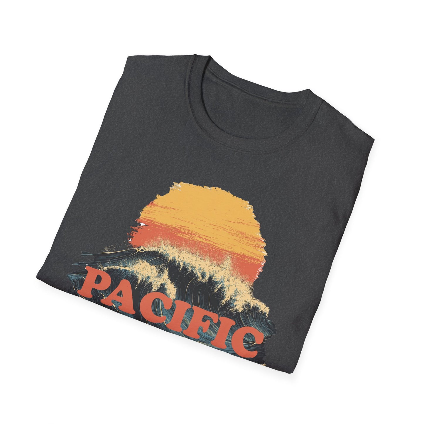 Pacific Waves Retro California Surfing T-Shirt - Vintage Sunset Surf Tee - Beach Vibes, Surf Lover Gift, Gift for Him, Men's Surfing Tee